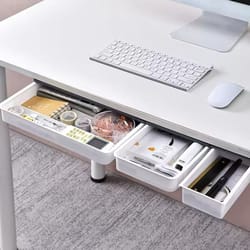 self-adhesive hidden desk drawer – under-table storage box for stationery & accessories
