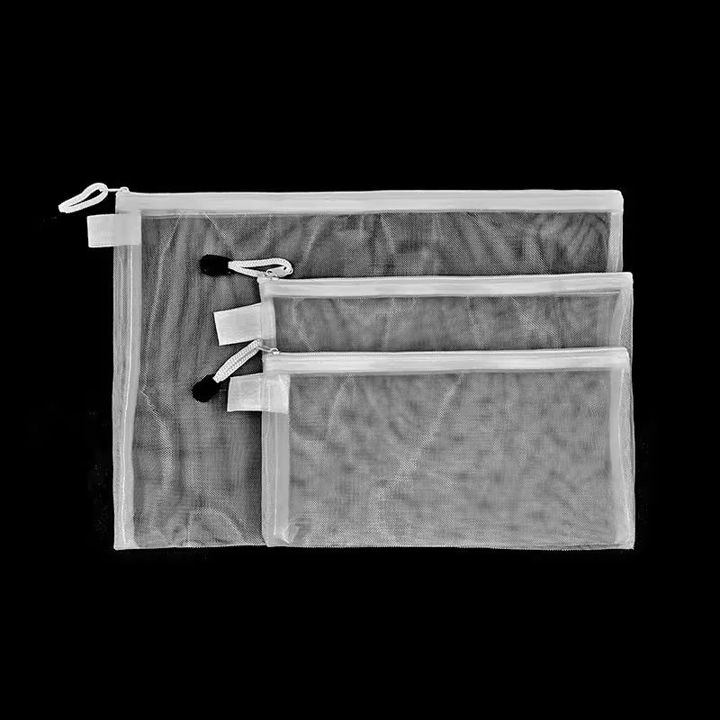 Mesh Zipper Toy Storage Bags Transparent Building Block Puzzle Organizers 3pcs 3