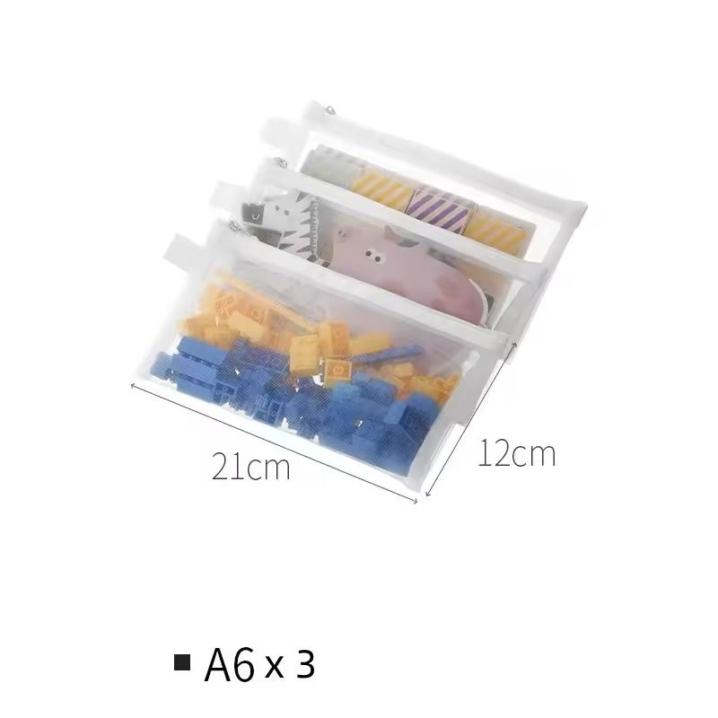 Mesh Zipper Toy Storage Bags Transparent Building Block Puzzle Organizers 3pcs 6