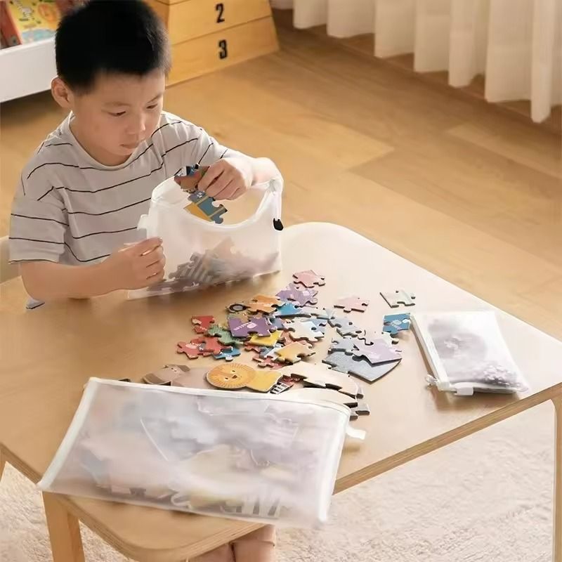 Mesh Zipper Toy Storage Bags Transparent Building Block Puzzle Organizers 3pcs 5