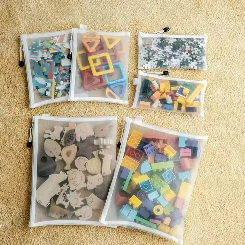 Mesh Zipper Toy Storage Bags Transparent Building Block Puzzle Organizers 3pcs 2