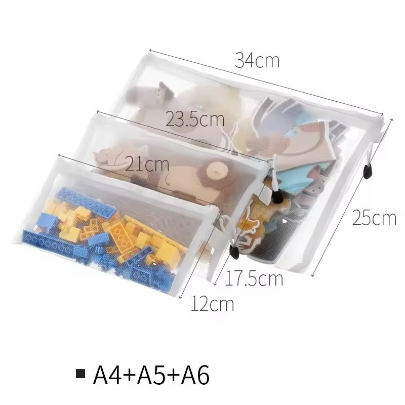 Mesh Zipper Toy Storage Bags Transparent Building Block Puzzle Organizers 3pcs 9