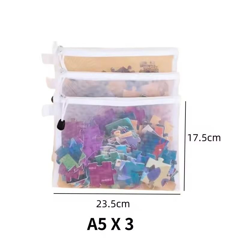 Mesh Zipper Toy Storage Bags Transparent Building Block Puzzle Organizers 3pcs 7