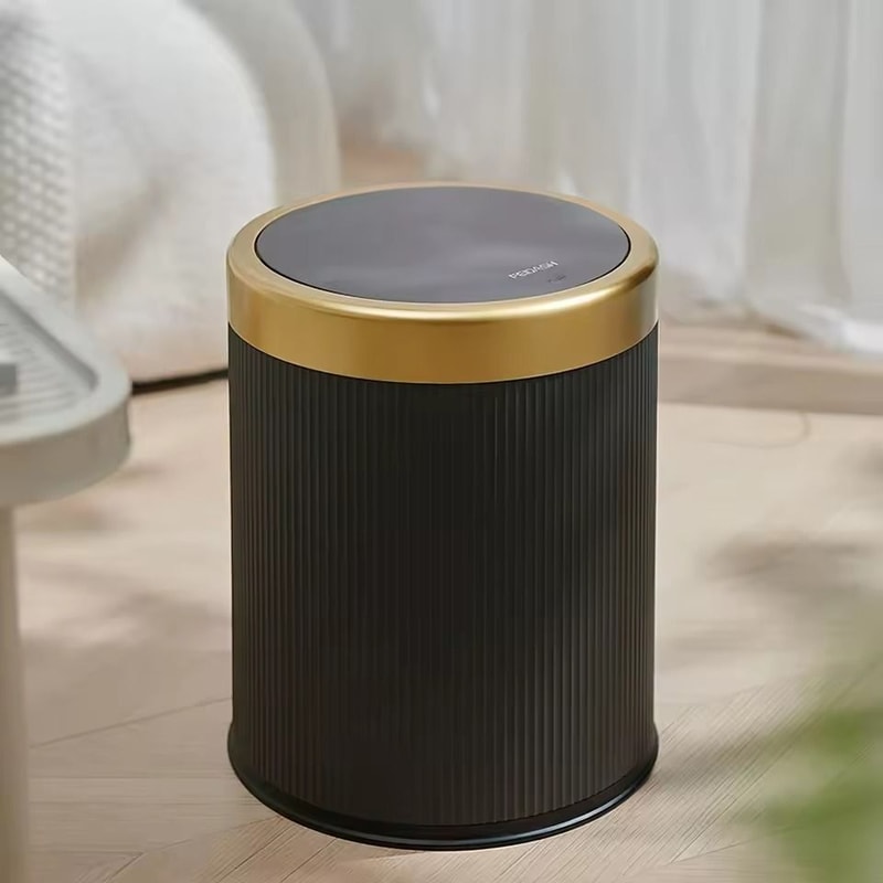 Modern DoubleLayer PressTop Trash Bin White Black Waste Basket For Bathroom Office Bedroom 7