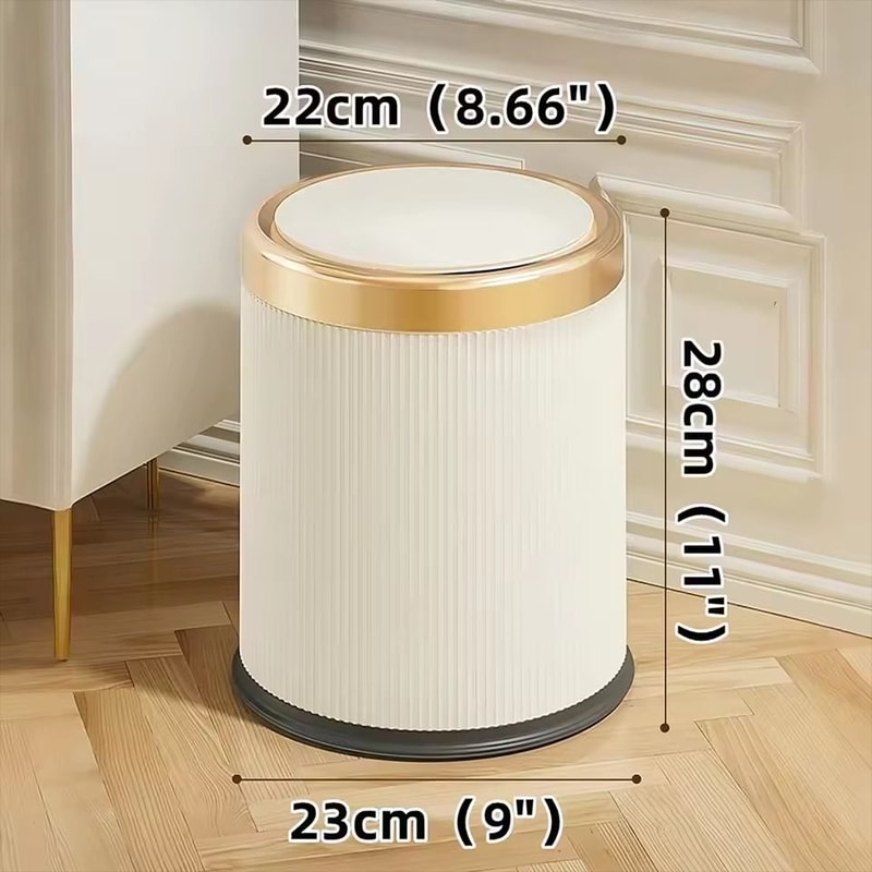 Modern DoubleLayer PressTop Trash Bin White Black Waste Basket For Bathroom Office Bedroom 4