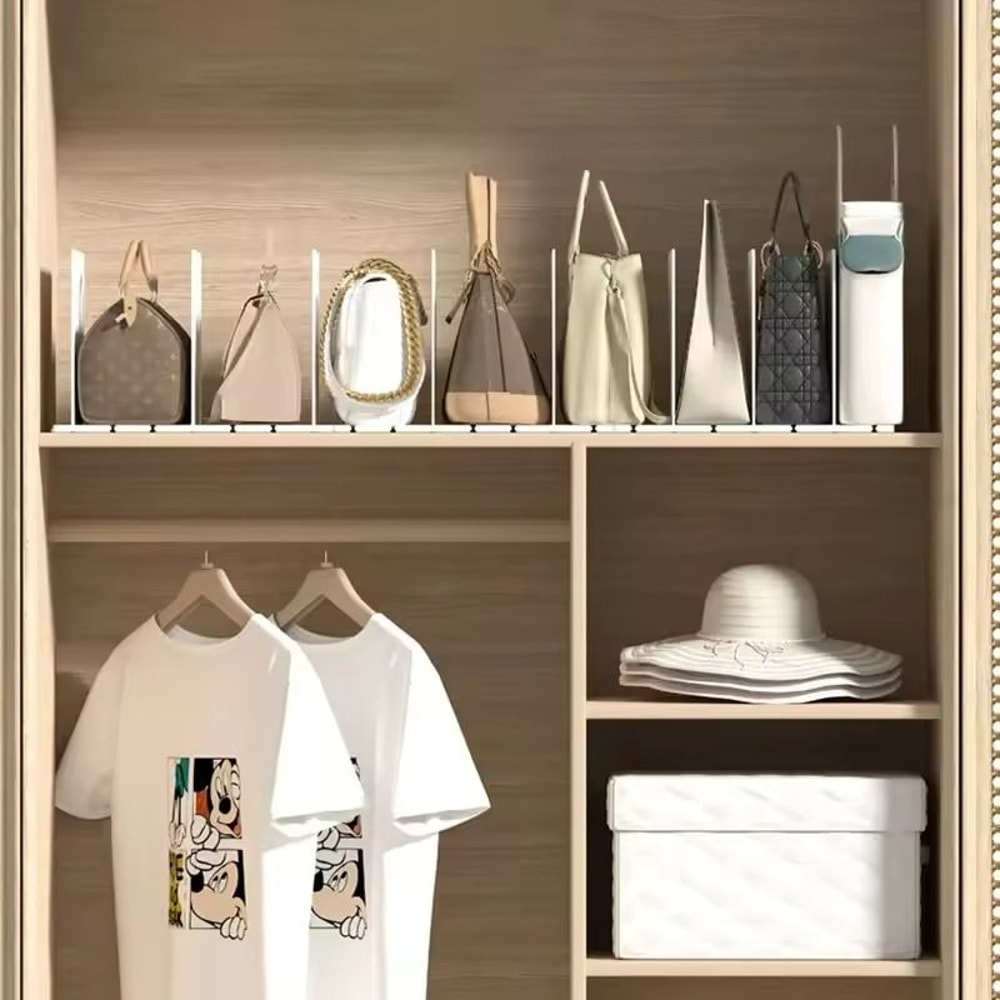 Adjustable Closet Shelf Dividers Purse Bookshelf Organizers For Bedroom Office 1