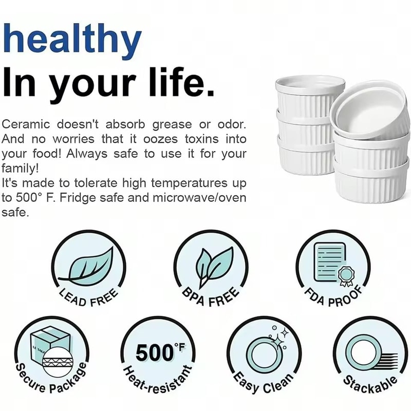 Premium Ceramic Striped Bowls HeatResistant NonStick Dessert Snack Serving Bowls 2