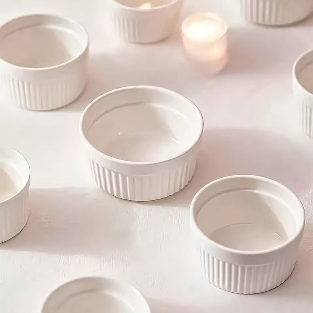 Premium Ceramic Striped Bowls HeatResistant NonStick Dessert Snack Serving Bowls 4