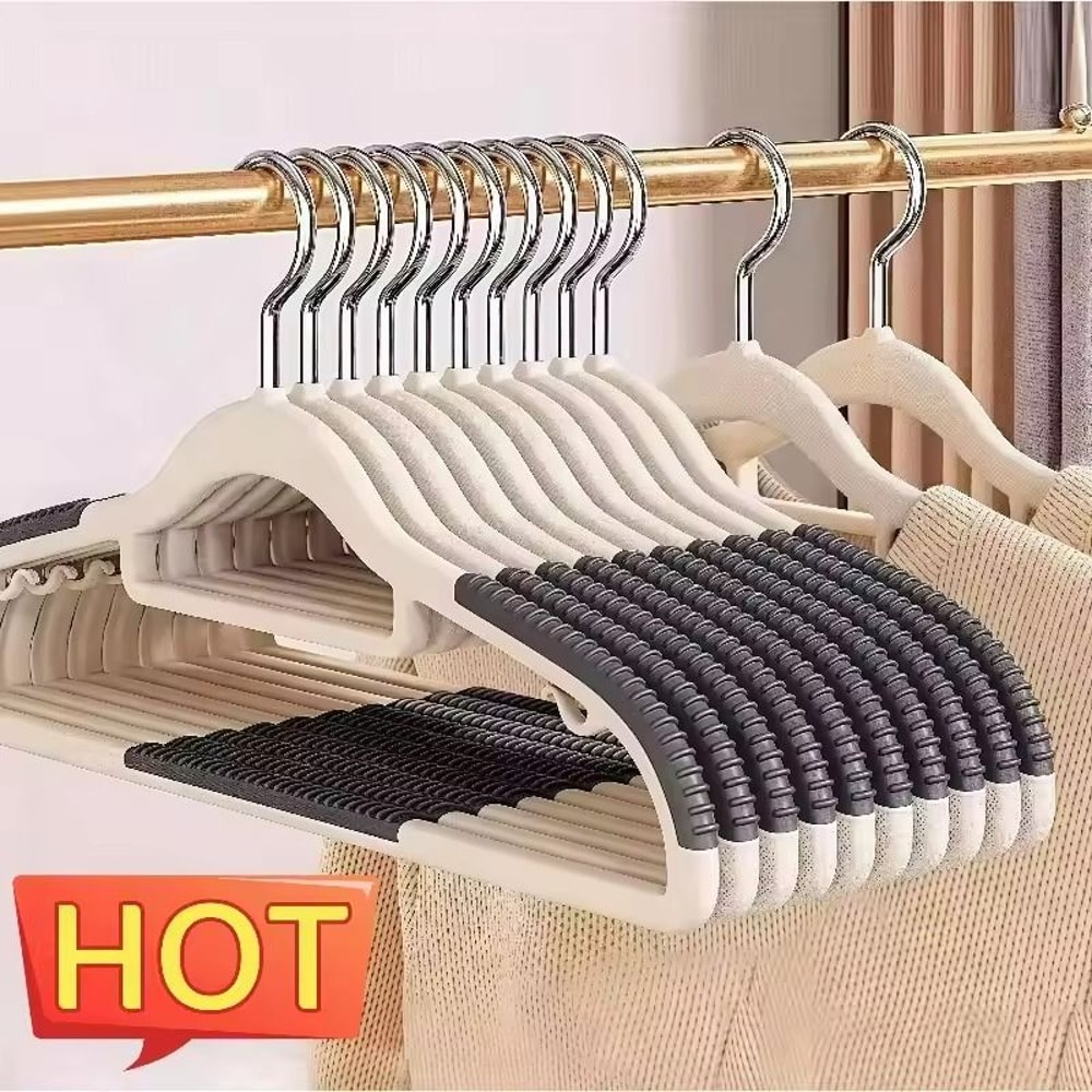 10PCS AntiSlip Clothes Hangers NonMarking Design With Rotating Metal Hook For Home Dorm 2