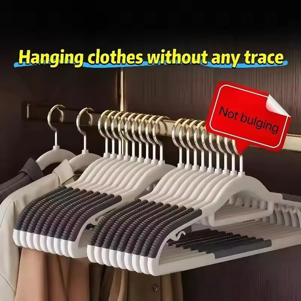 10PCS AntiSlip Clothes Hangers NonMarking Design With Rotating Metal Hook For Home Dorm 0