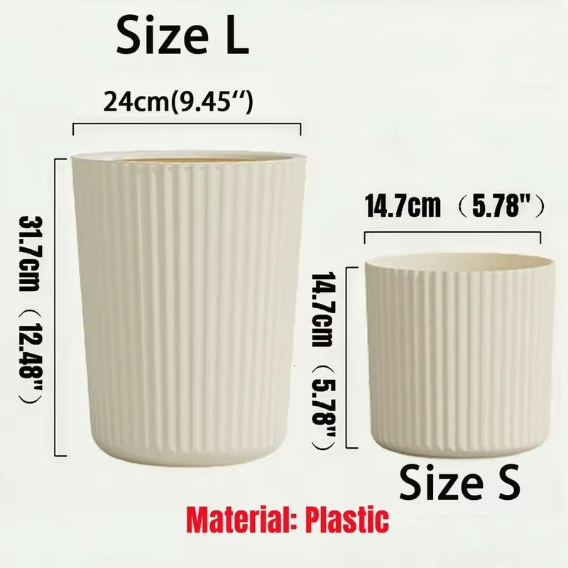 Striped Circular Plastic Flower Pot For Indoor And Outdoor Decoration 5