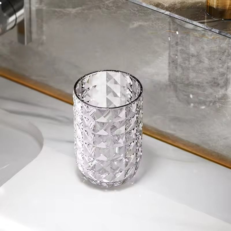 Light Luxury Transparent Mouthwash Cup With Glacier Pattern Toothbrush Cup For Home Couples 6