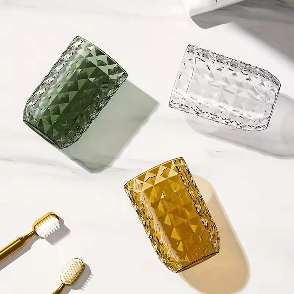 Light Luxury Transparent Mouthwash Cup With Glacier Pattern Toothbrush Cup For Home Couples 1