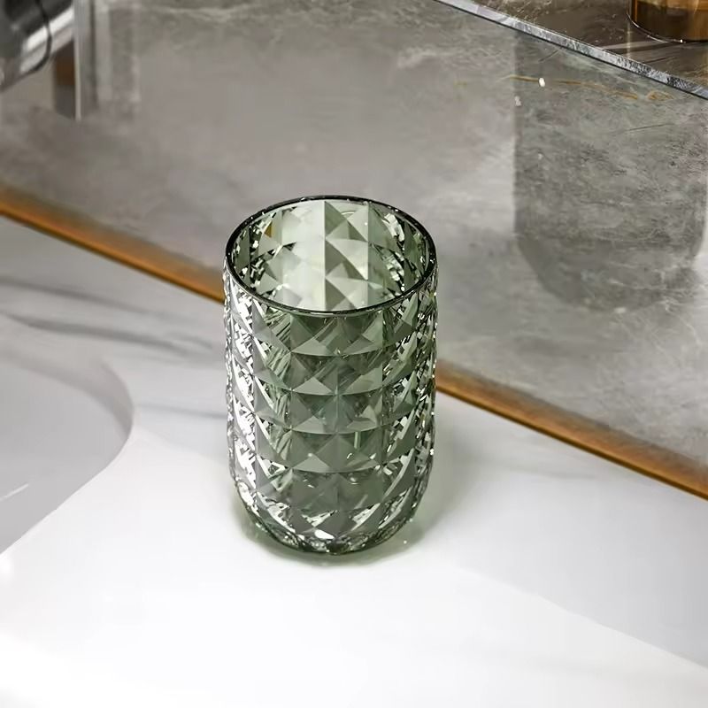 Light Luxury Transparent Mouthwash Cup With Glacier Pattern Toothbrush Cup For Home Couples 5