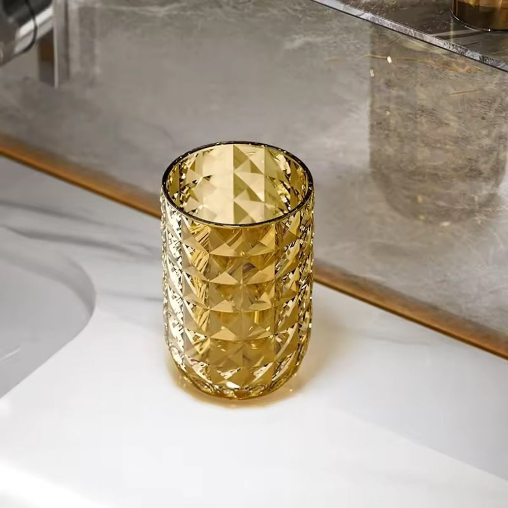 Light Luxury Transparent Mouthwash Cup With Glacier Pattern Toothbrush Cup For Home Couples 7