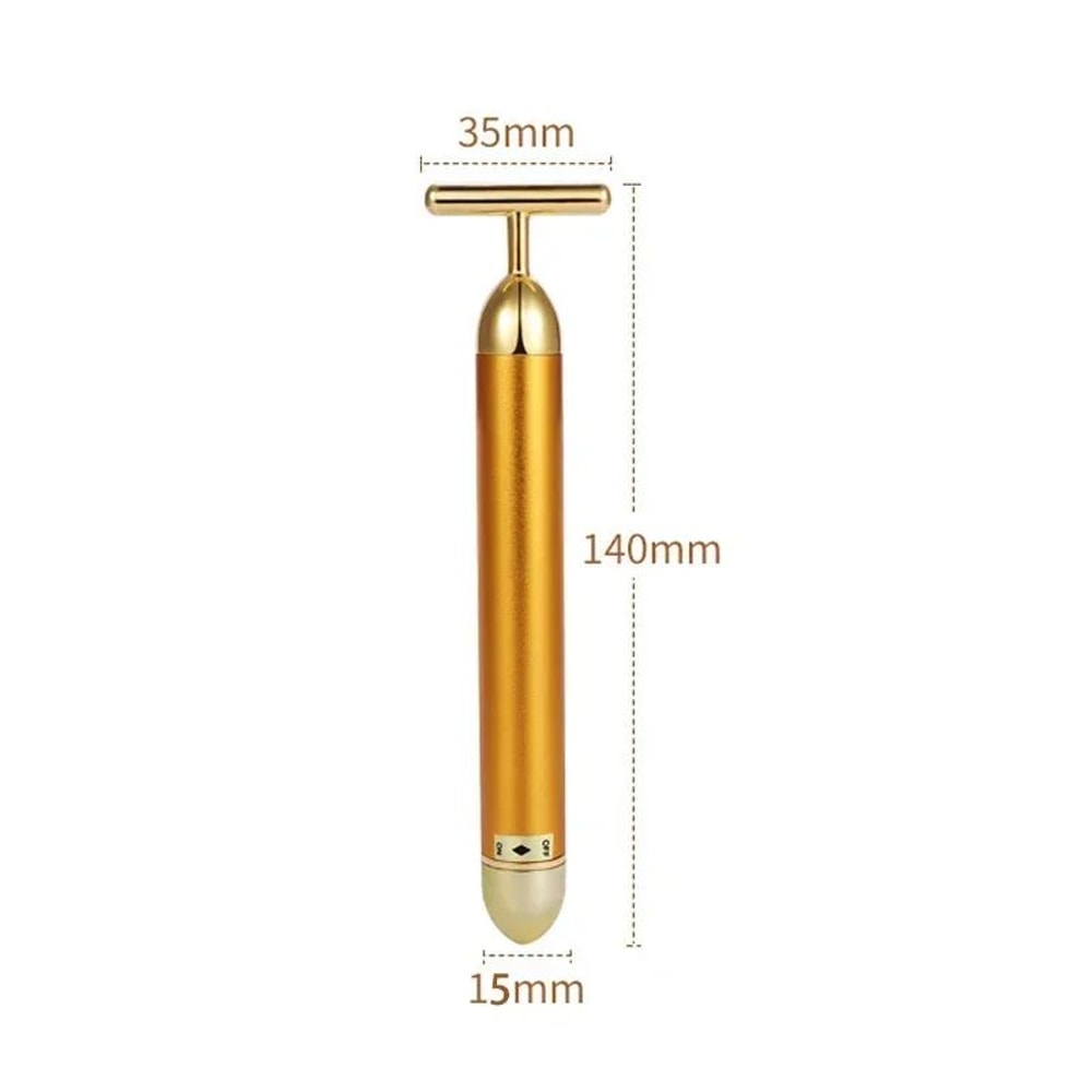 24K Gold Beauty Bar Electric Face Massager With Rose Quartz 3D Roller Set 6