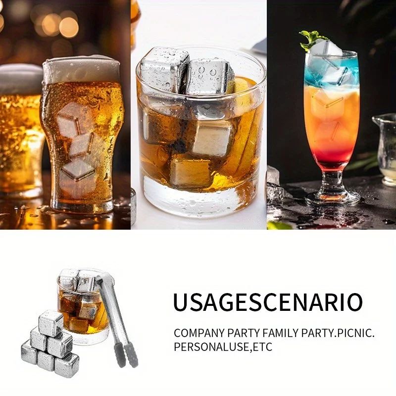 Stainless Steel Whiskey Stones Reusable Ice Cubes For Whisky Beer Wine 468 PCS 3