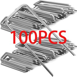 u-type galvanized turf staples – landscape sod pins for securing artificial grass & garden fencing