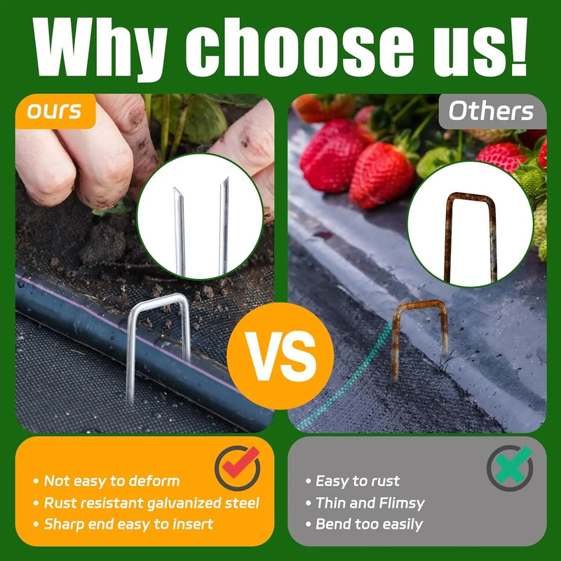 UType Galvanized Turf Staples Landscape Sod Pins For Securing Artificial Grass Garden Fencing 5