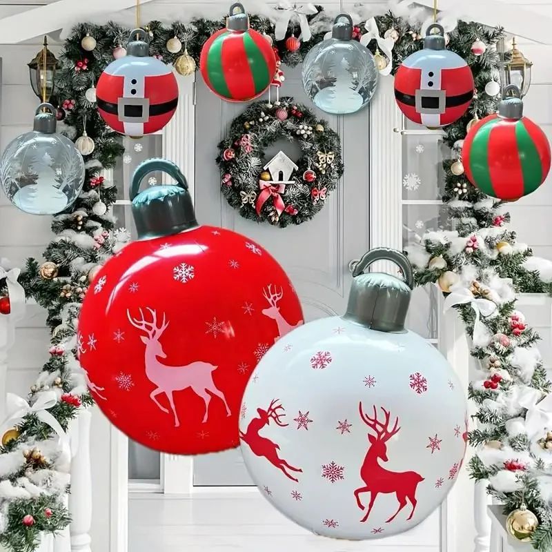 40cm Inflatable Christmas Ball PVC BlowUp Ornament For Outdoor Indoor Decor 2