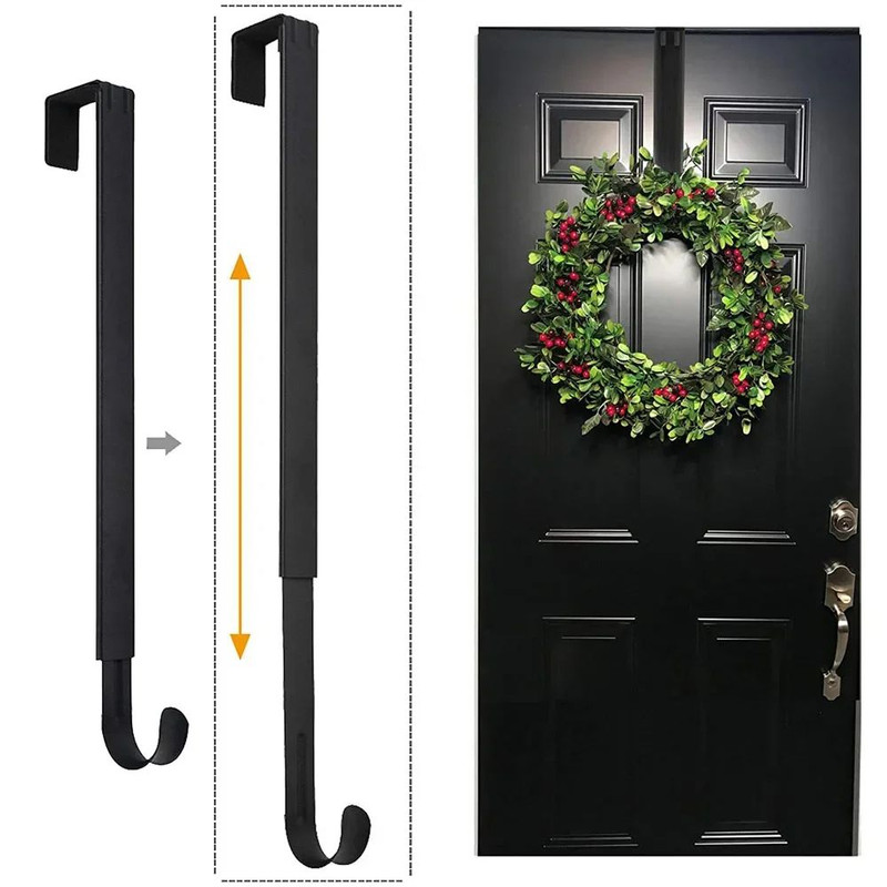 Adjustable OvertheDoor Wreath Hanger Metal Hook For Christmas Halloween Easter Decor 0