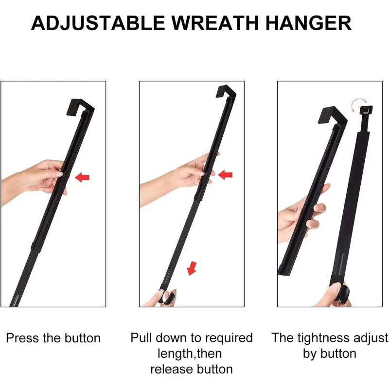 Adjustable OvertheDoor Wreath Hanger Metal Hook For Christmas Halloween Easter Decor 4