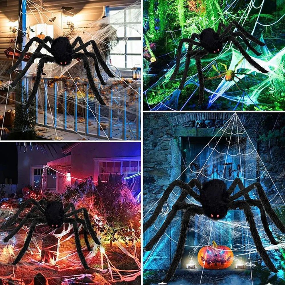 Extra Large Halloween Triangle Spider Web 5M7M Elastic Simulated Spider Web Decoration 3