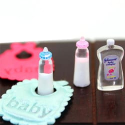 mini 1 12 dollhouse baby bottle shampoo and bibs set