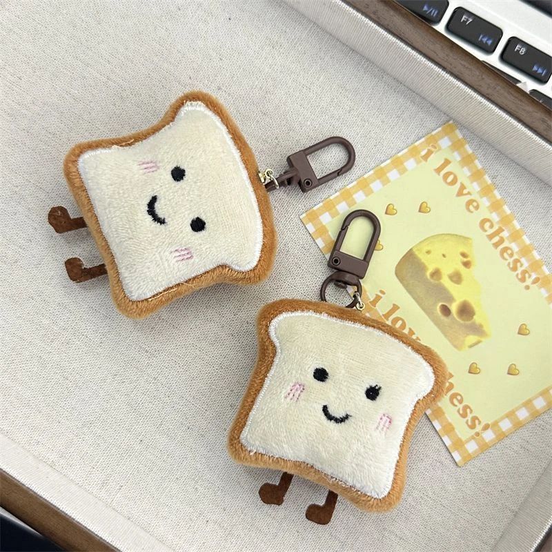Mini Plush Toast Bread Bag Charm Cute Cartoon Pendant 0
