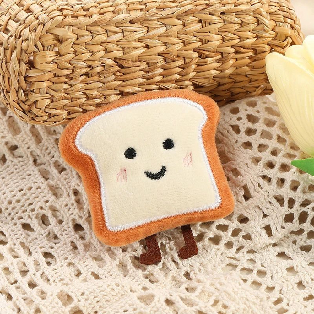 Mini Plush Toast Bread Bag Charm Cute Cartoon Pendant 5
