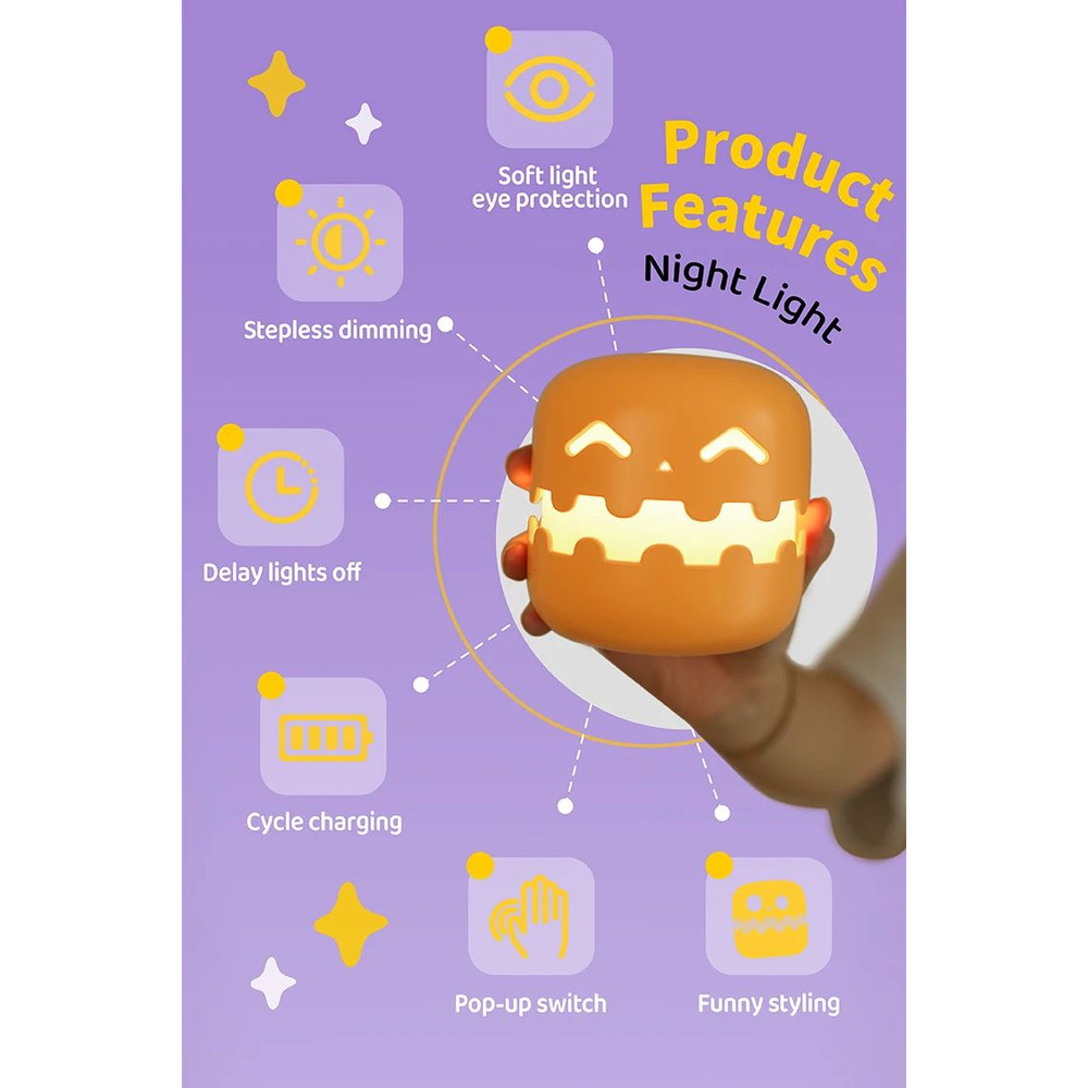 Cute Cartoon Ghost Night Light Rechargeable Bedside Lamp For Kids 8