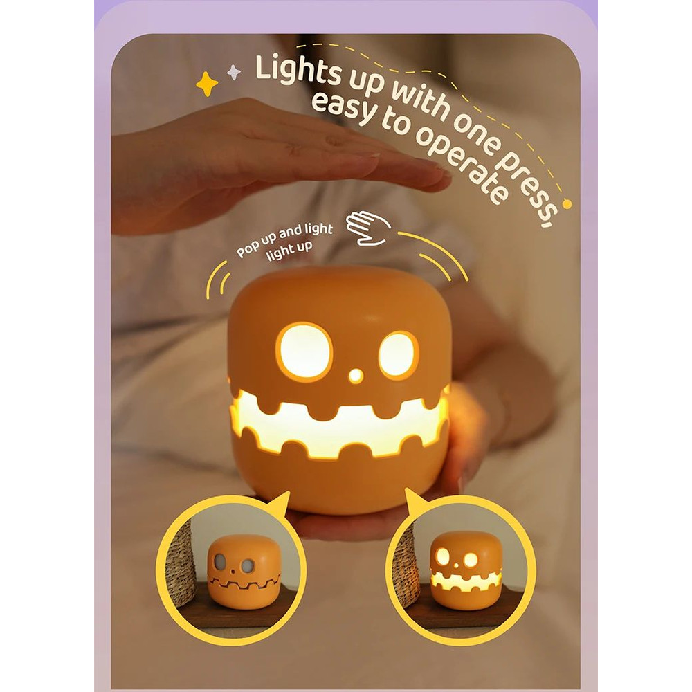 Cute Cartoon Ghost Night Light Rechargeable Bedside Lamp For Kids 9