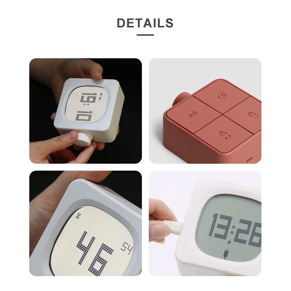 Square Digital LED Alarm Clock With USB Charger Timer 9