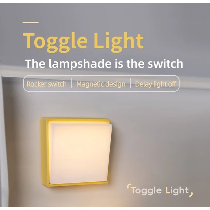 Beech Wood Magnetic Switch Night Light Rechargeable Wall Bedside Lamp 6