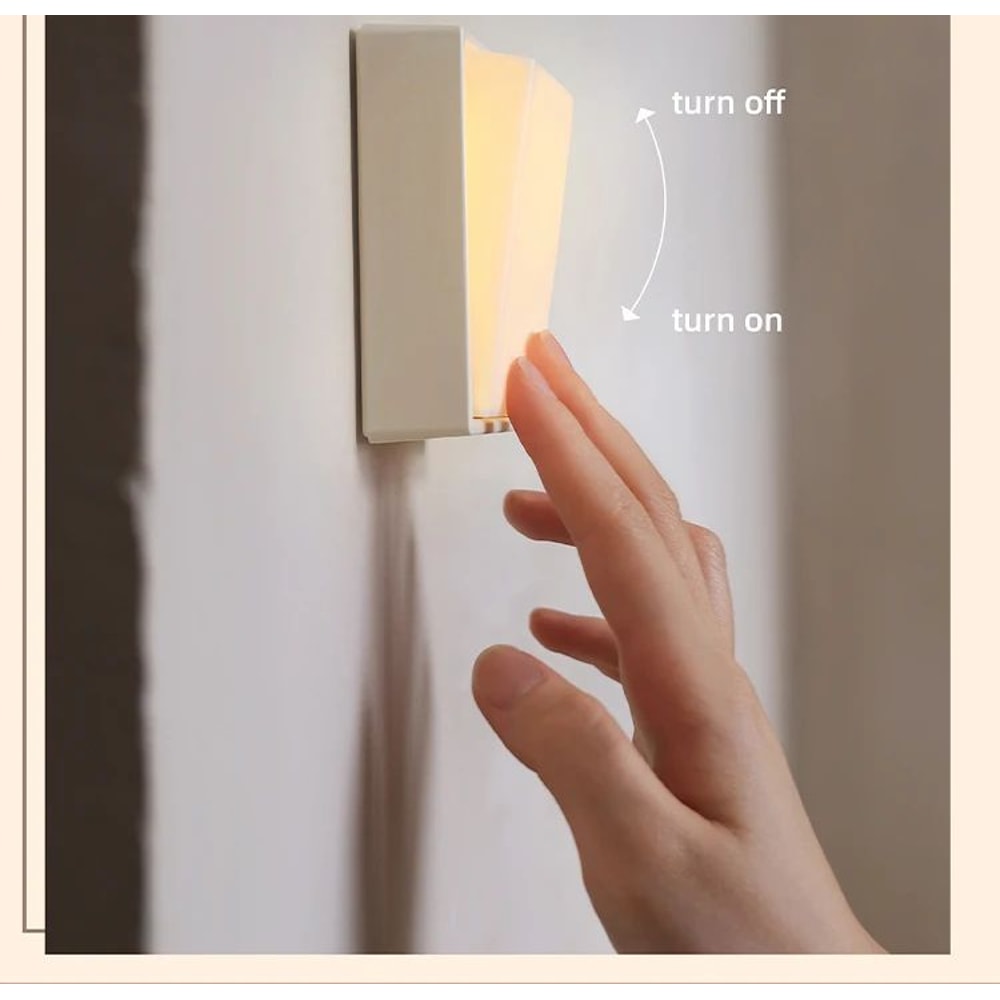 Beech Wood Magnetic Switch Night Light Rechargeable Wall Bedside Lamp 10