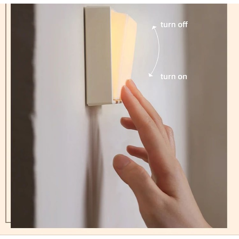 Beech Wood Magnetic Switch Night Light Rechargeable Wall Bedside Lamp 10