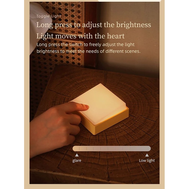Beech Wood Magnetic Switch Night Light Rechargeable Wall Bedside Lamp 11