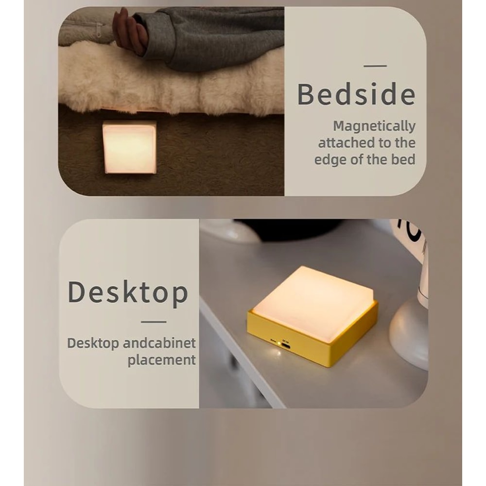 Beech Wood Magnetic Switch Night Light Rechargeable Wall Bedside Lamp 16