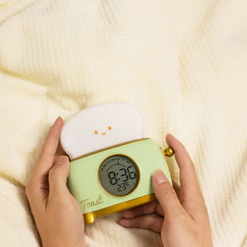 Kawaii Toaster Digital Alarm Clock With LED Night Light Touch Control 4