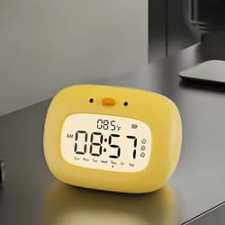 cute duck digital alarm clock with night light & timer – bedroom decor