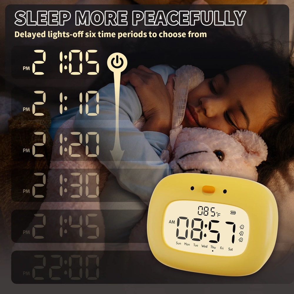 Cute Duck Digital Alarm Clock With Night Light Timer Bedroom Decor 3