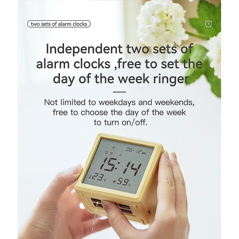 Digital LED Alarm Clock With Temperature Display Night Light Multifunctional Bedside Desktop Cloc 2