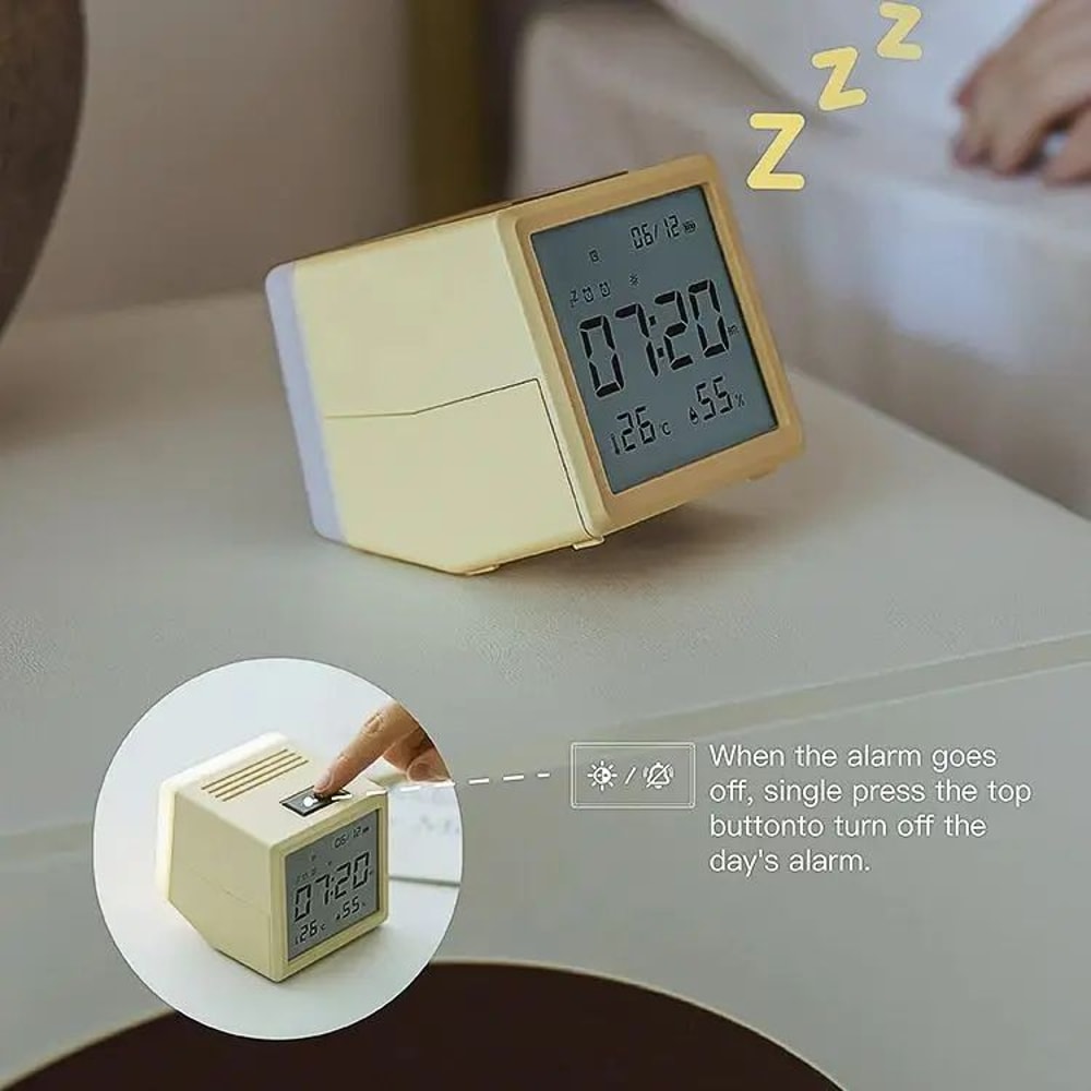 Digital LED Alarm Clock With Temperature Display Night Light Multifunctional Bedside Desktop Cloc 3