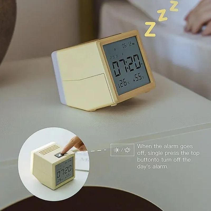 Digital LED Alarm Clock With Temperature Display Night Light Multifunctional Bedside Desktop Cloc 3