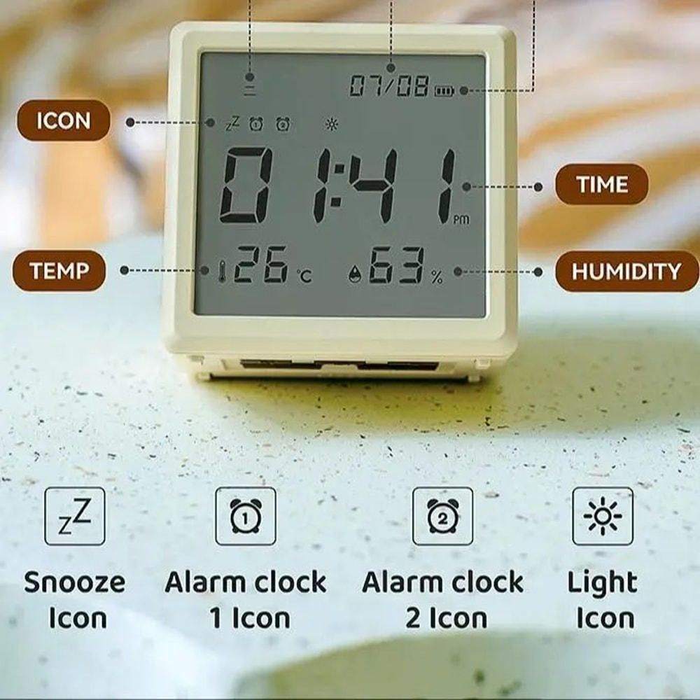 Digital LED Alarm Clock With Temperature Display Night Light Multifunctional Bedside Desktop Cloc 4