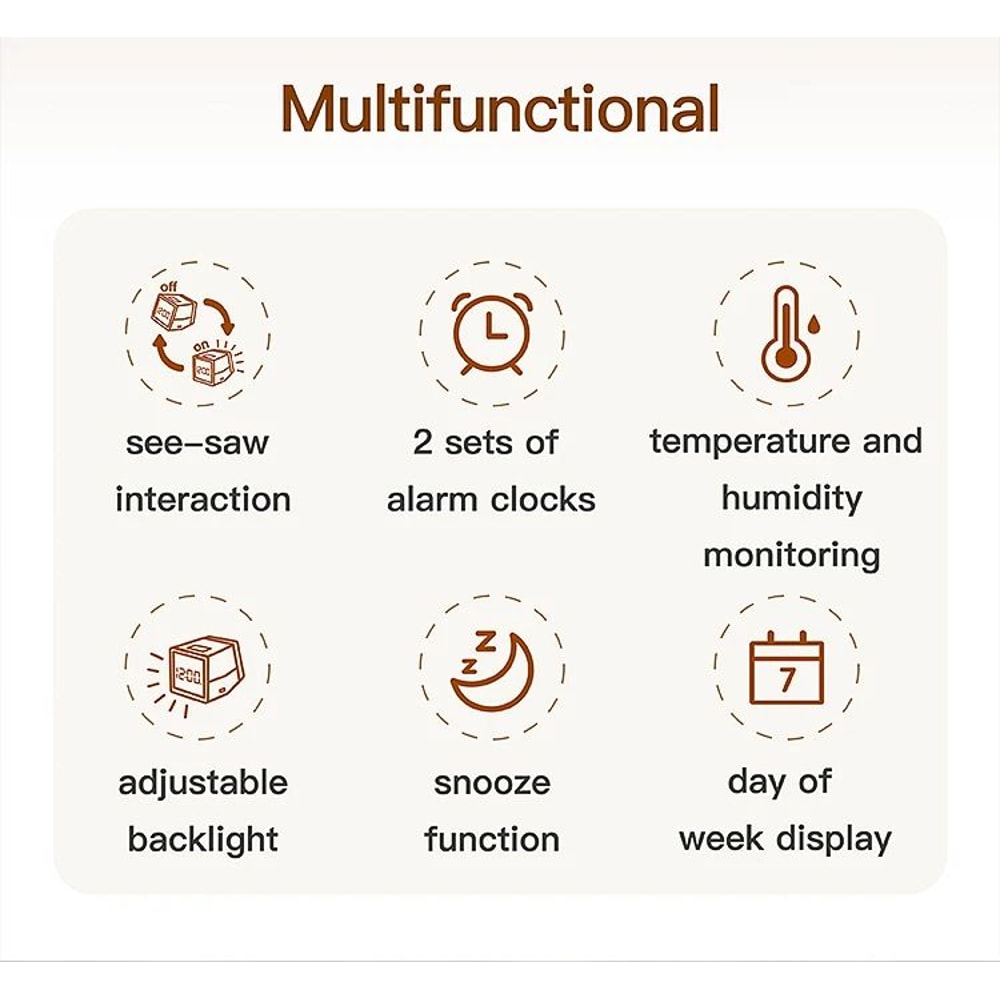 Digital LED Alarm Clock With Temperature Display Night Light Multifunctional Bedside Desktop Cloc 9