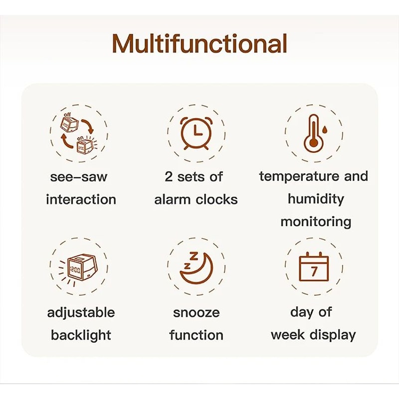 Digital LED Alarm Clock With Temperature Display Night Light Multifunctional Bedside Desktop Cloc 9