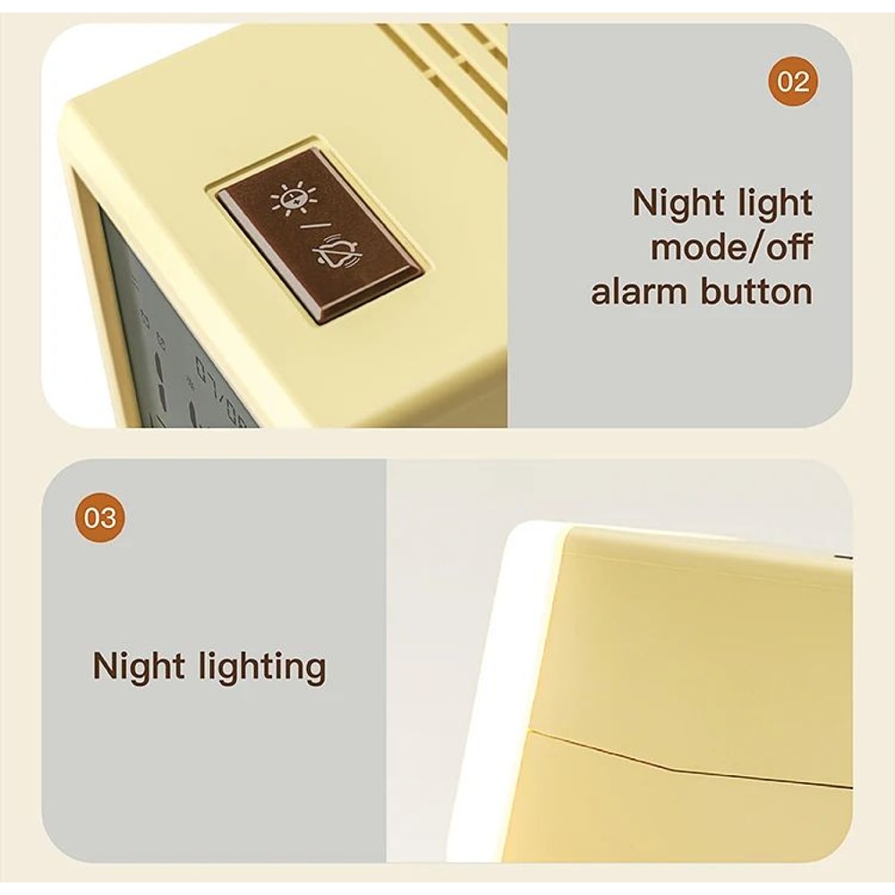 Digital LED Alarm Clock With Temperature Display Night Light Multifunctional Bedside Desktop Cloc 22