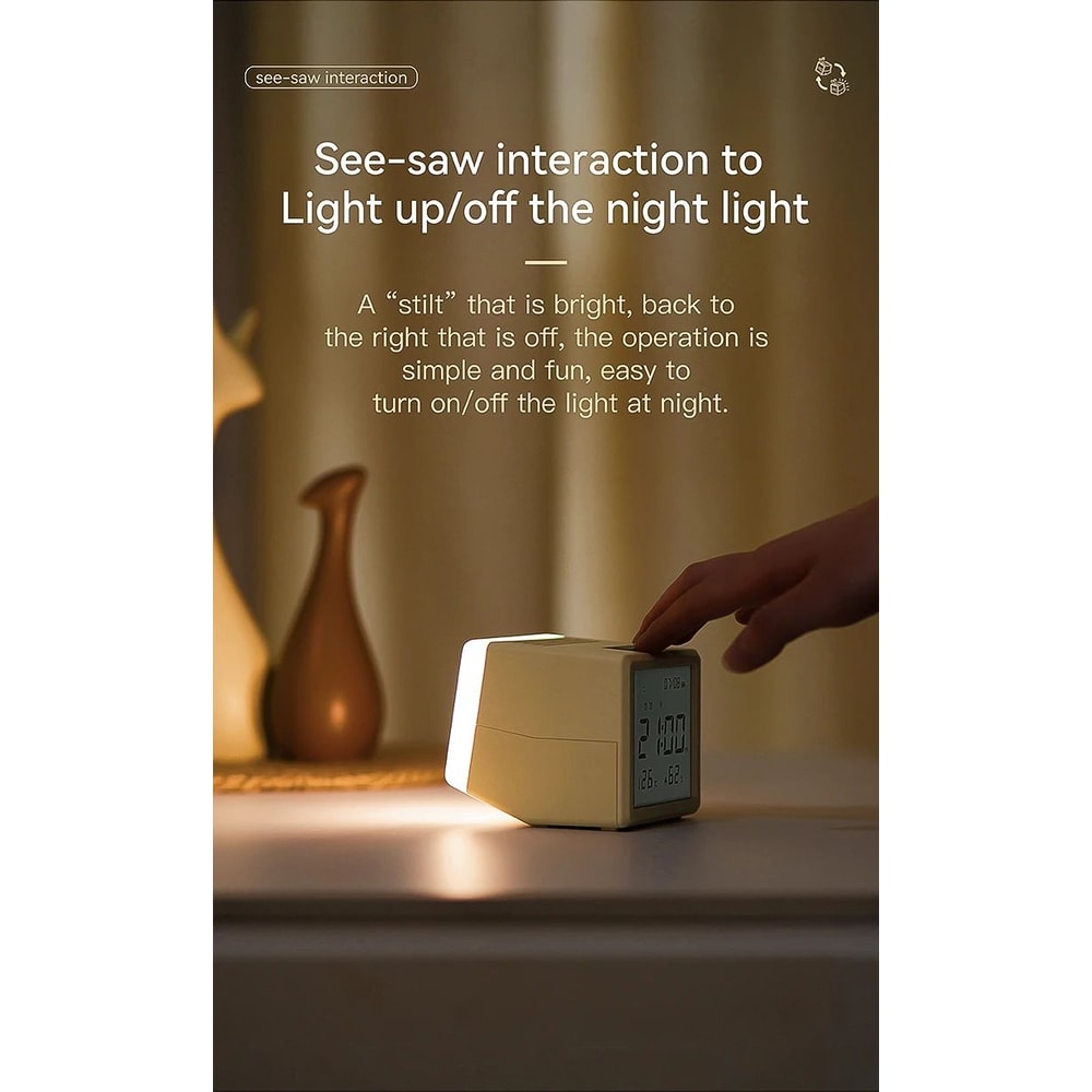 Digital LED Alarm Clock With Temperature Display Night Light Multifunctional Bedside Desktop Cloc 10