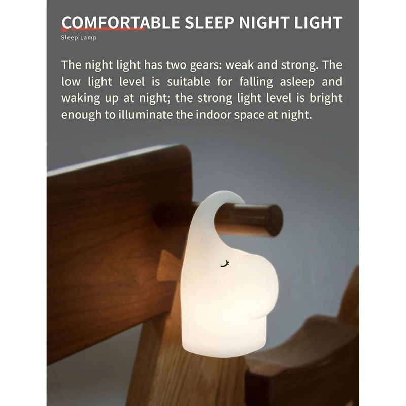 Silicone Elephant Motion Sensor Night Light Hanging Rechargeable LED Lamp 1